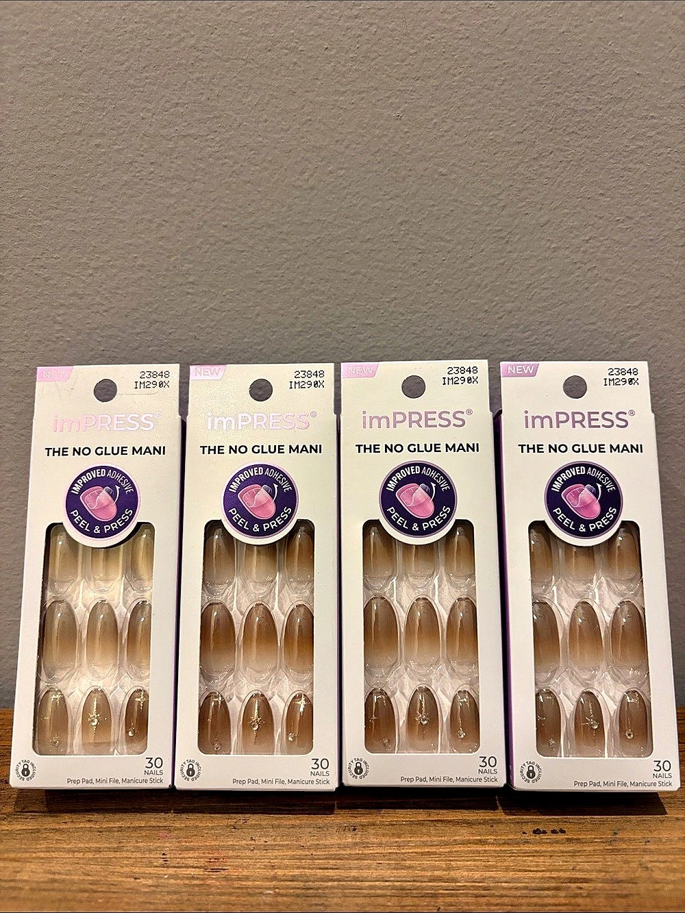 imPRESS The No Glue Mani Crisp Brown Medium NWT 4-Pack